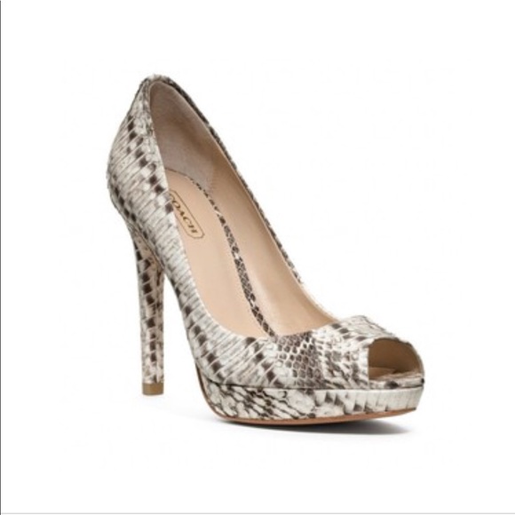 Coach Shoes - Coach Selma Python peep toe sandal heels